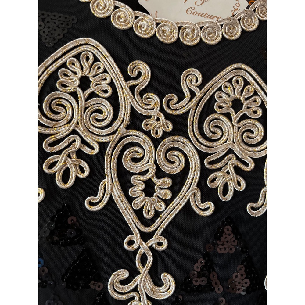 Simply Couture Black Sequin Embroidered Tunic Top/Mini Dress Size S NWT - Picture 7 of 16